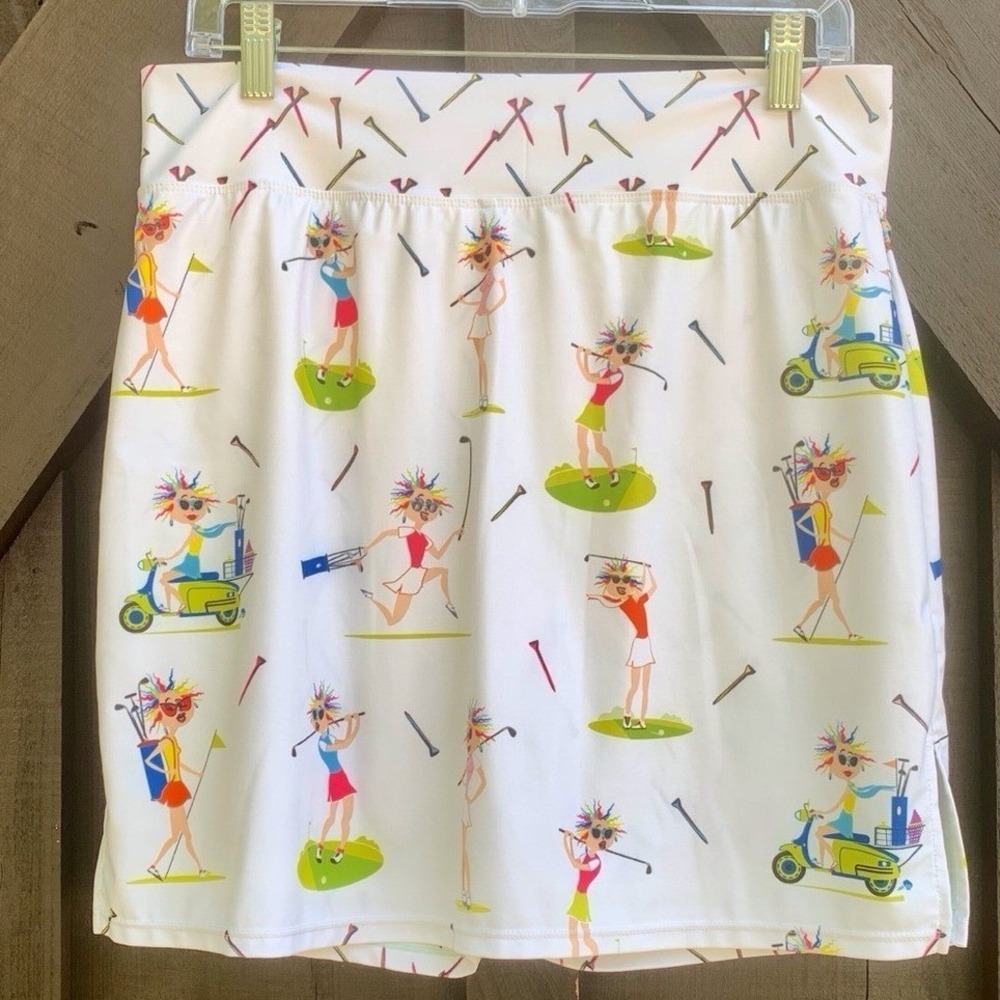 Skort Obsession Golf Skort XL White Novelty Golf Print Pull On Athletic Skirt